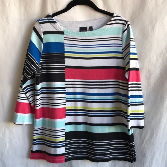 Rafaella color block 3/4-sleeve tunic, size L - Picture 1 of 8